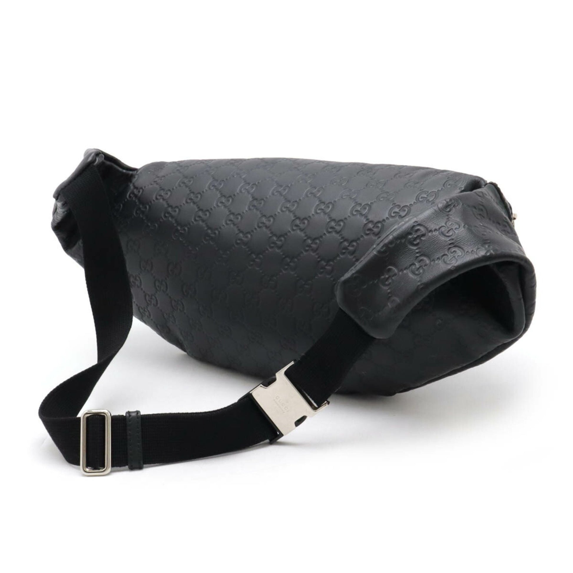 Gucci Guccissima, Black, Leather, shoulder