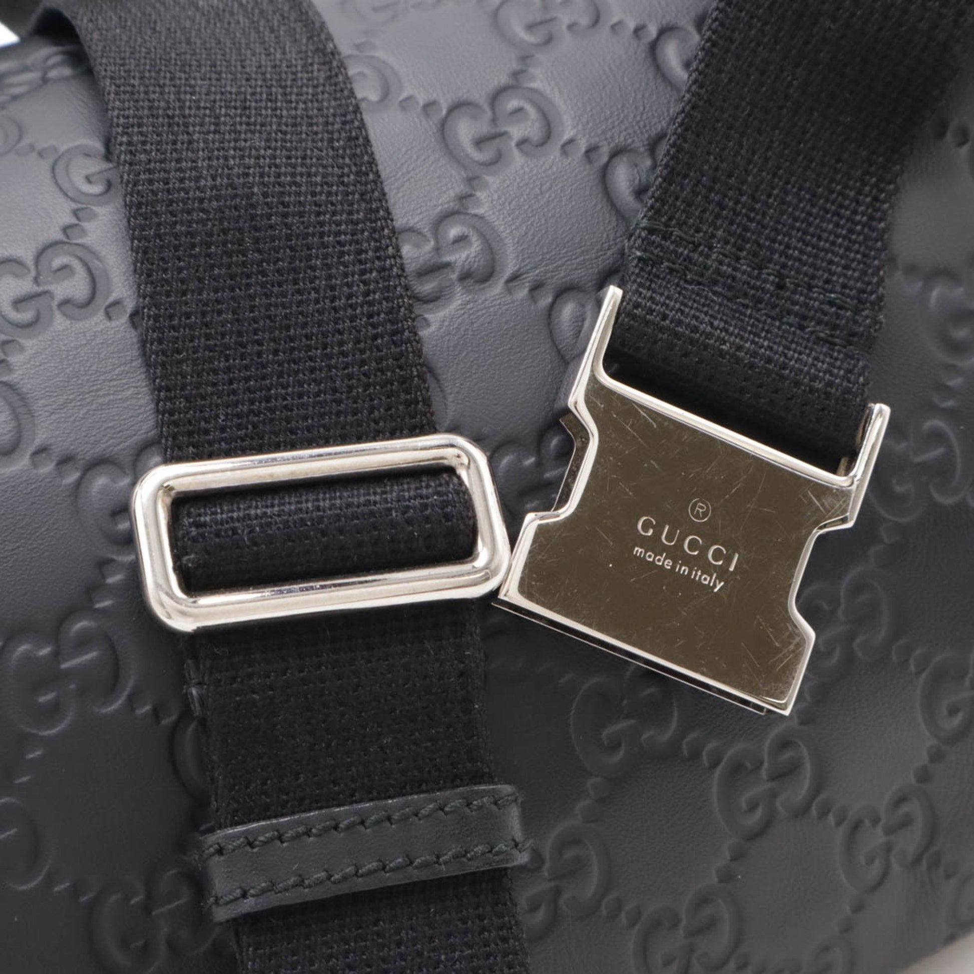 Gucci Guccissima, Black, Leather, shoulder