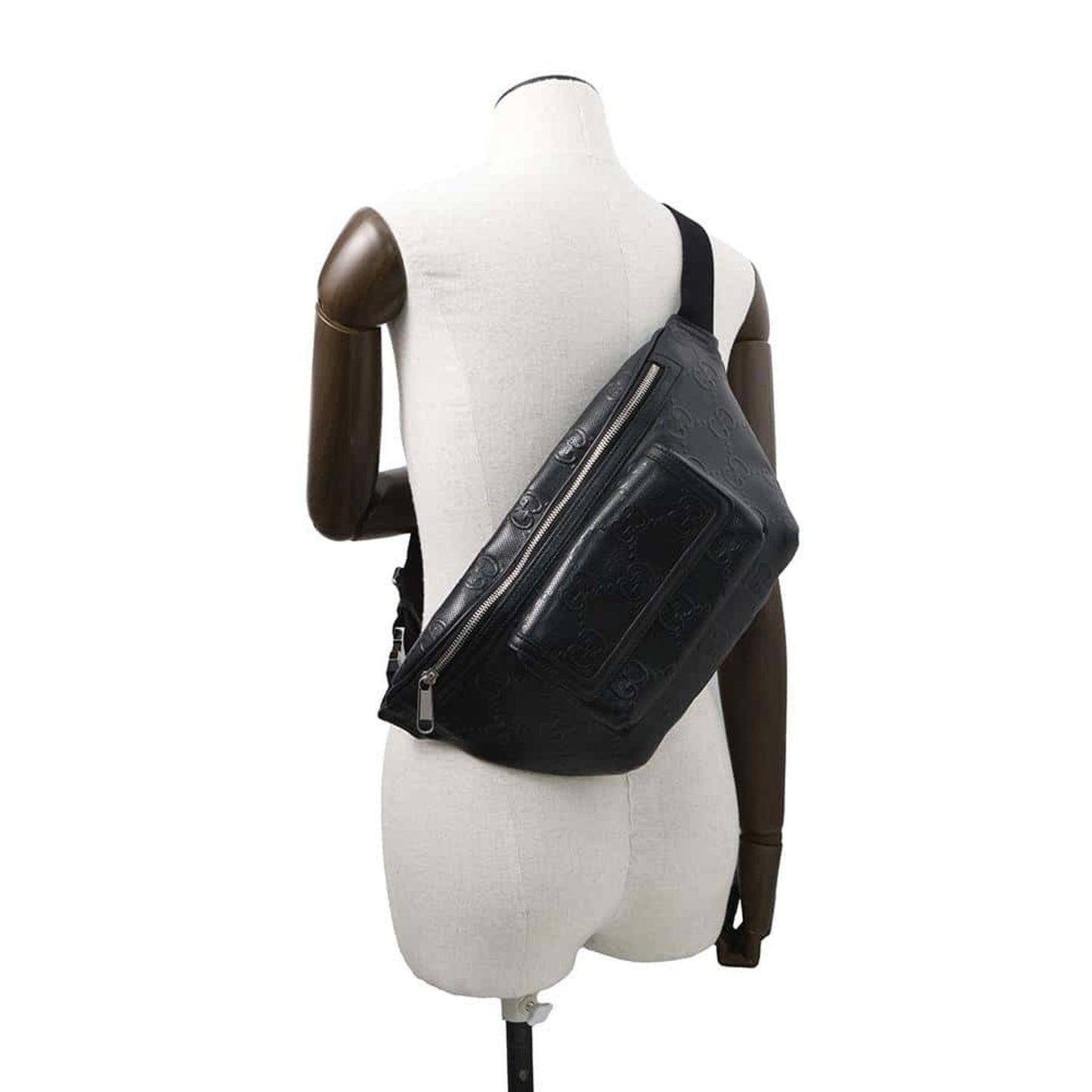 Gucci GG embossé, Black, Leather, shoulder