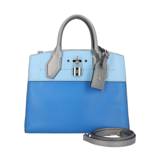 Louis Vuitton City steamer, Blue, Leather, handbag