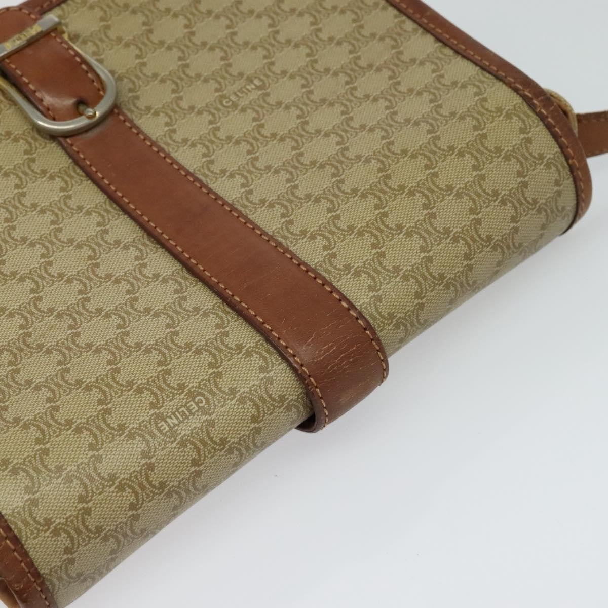 Celine Vintage Macadam Canvas and Leather, Beige, Canvas, Shoulder Bag