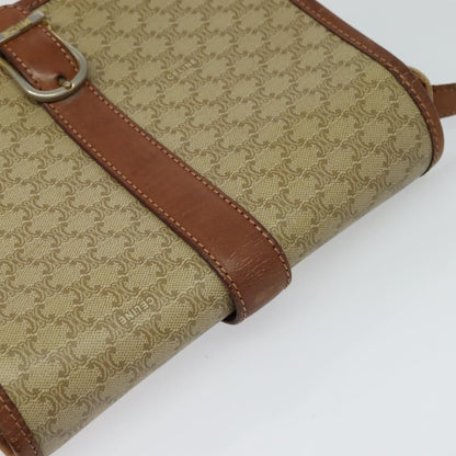 Celine Vintage Macadam Canvas and Leather, Beige, Canvas, Shoulder Bag