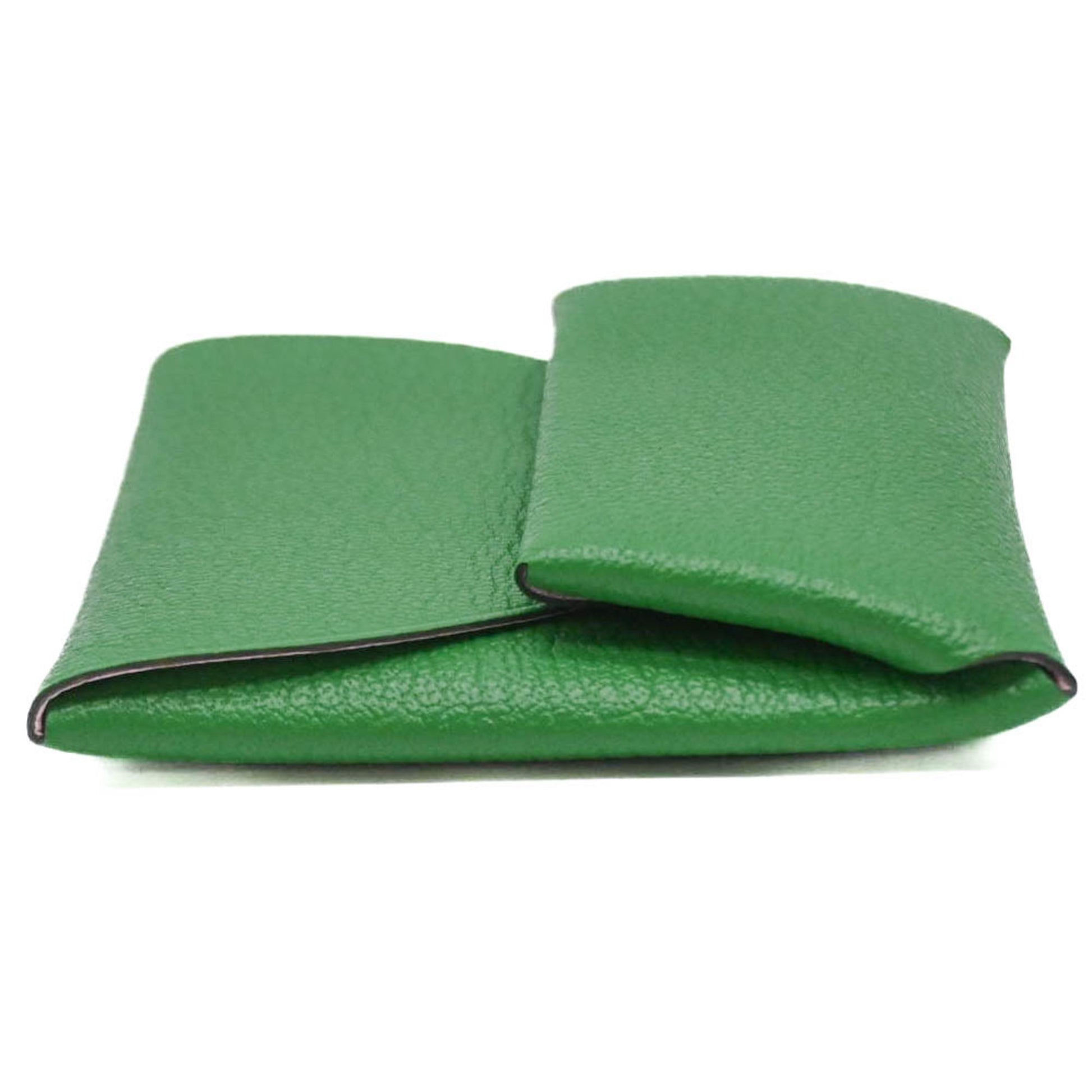 Hermès Calvi, Green, Leather, wallet