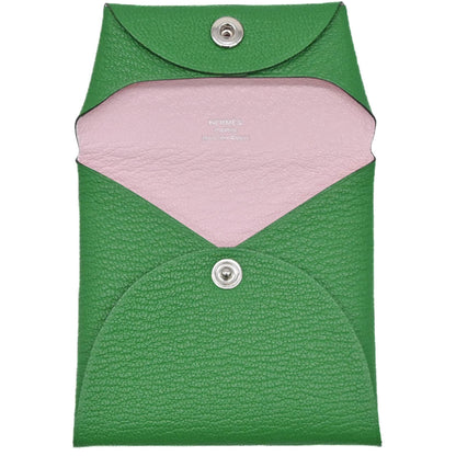 Hermès Calvi, Green, Leather, wallet