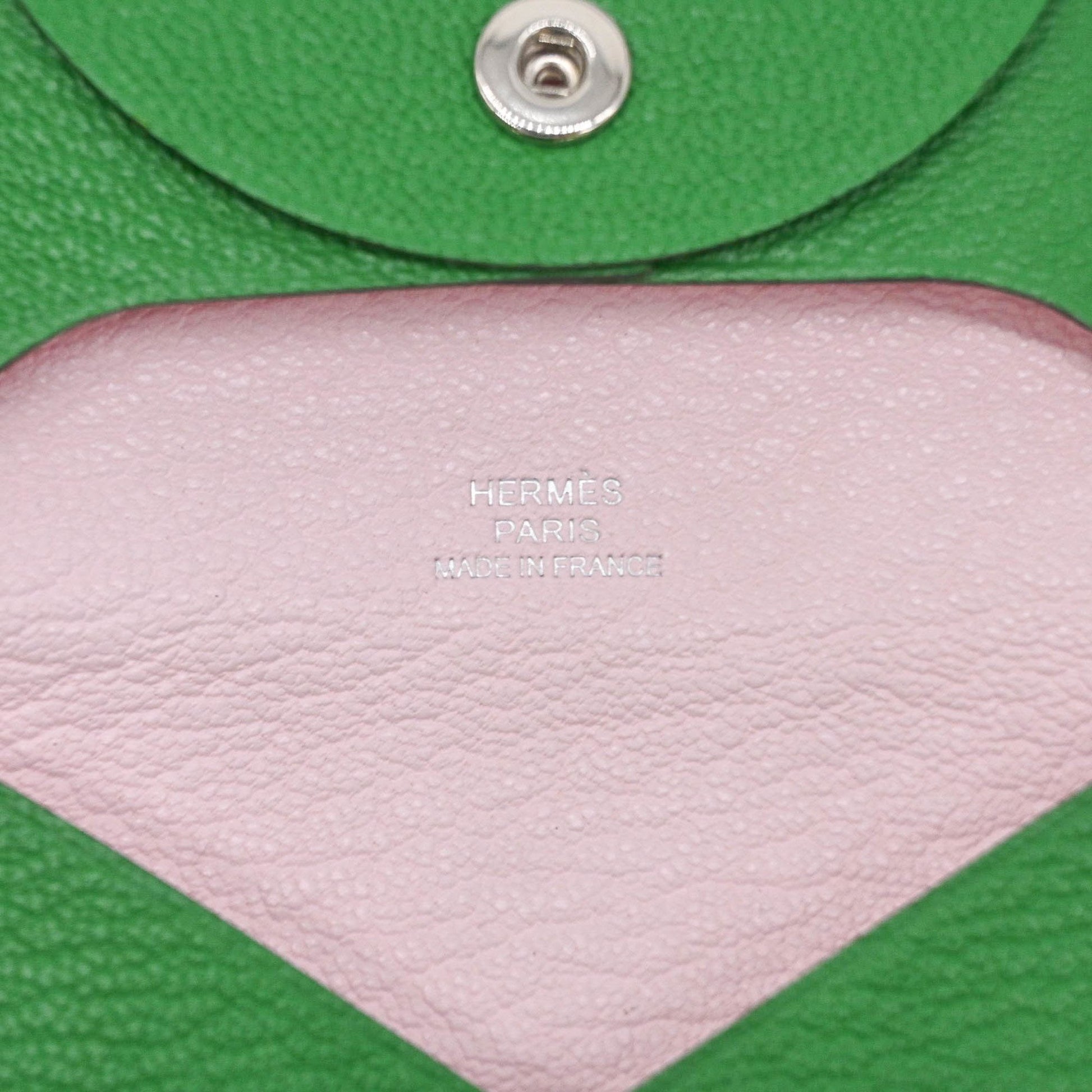 Hermès Calvi, Green, Leather, wallet