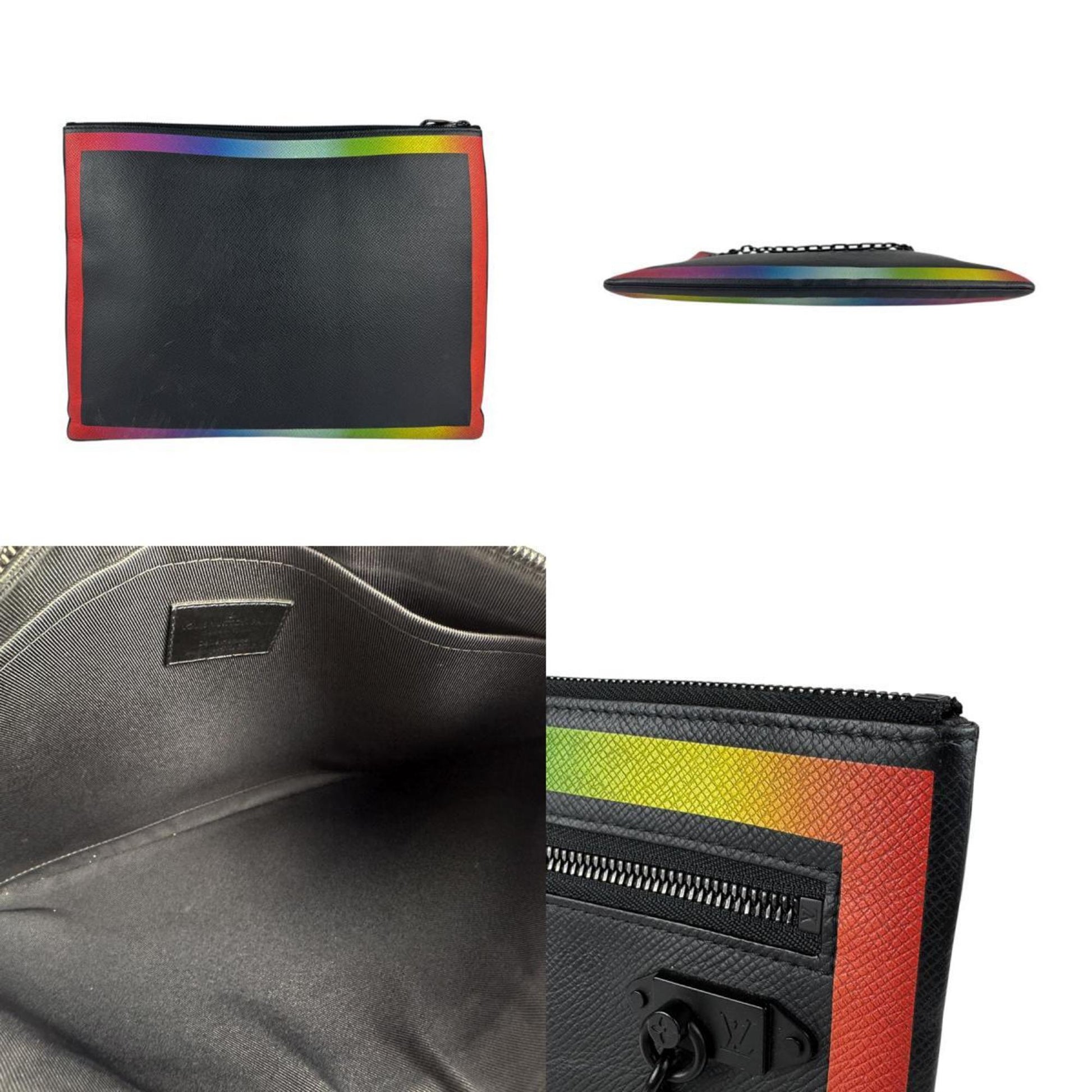 Louis Vuitton Pochette A4, Black, Leather, clutch