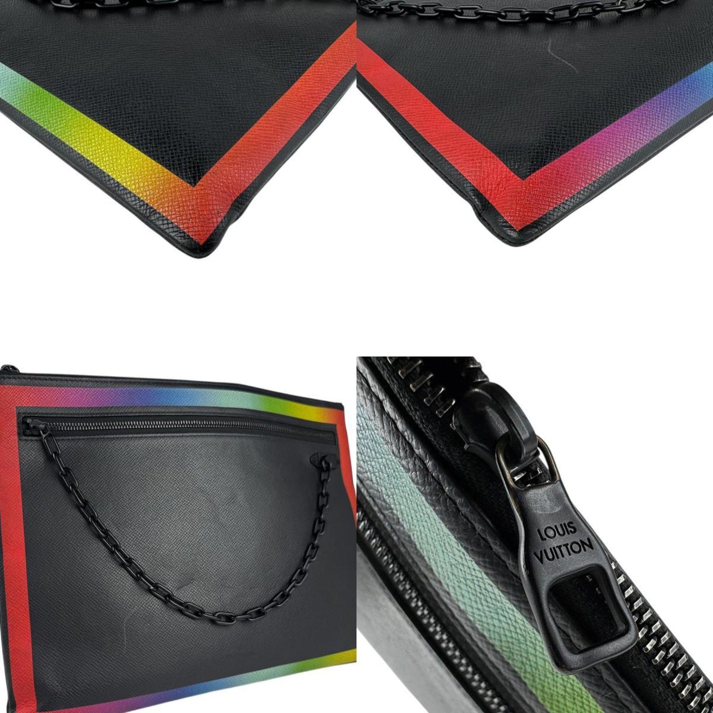 Louis Vuitton Pochette A4, Black, Leather, clutch