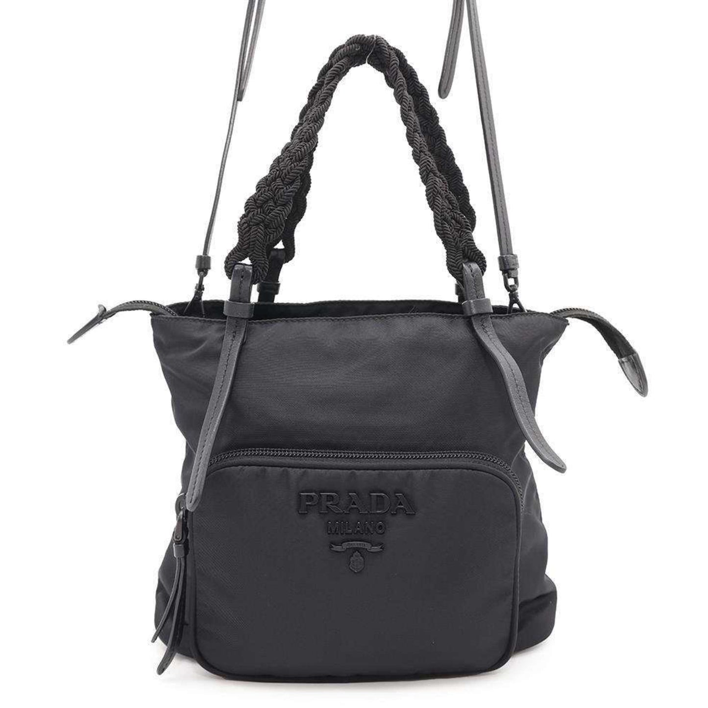 Prada, Black, NYLON, handbag