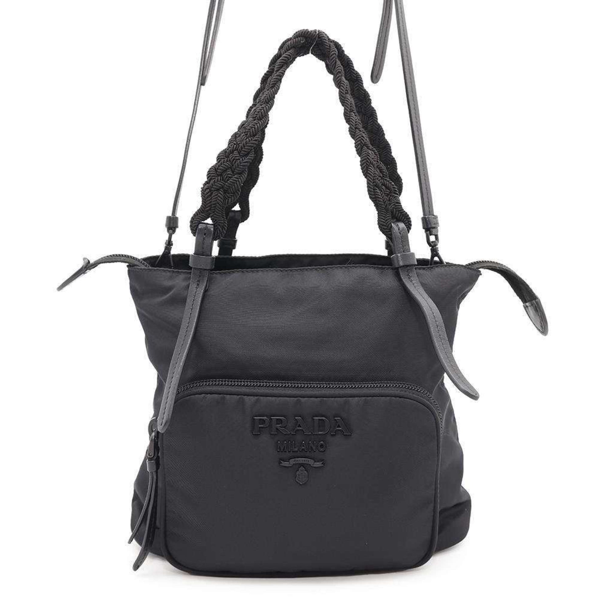 Prada, Black, NYLON, handbag