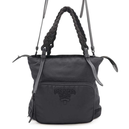 Prada, Black, NYLON, handbag