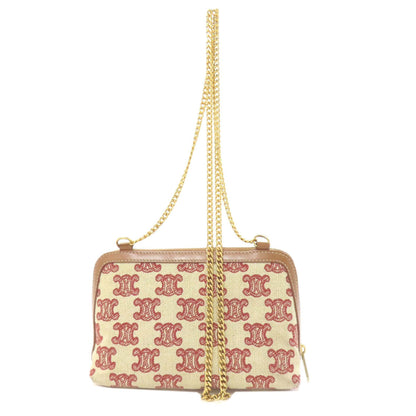 Céline Triomphe, Beige, Canvas, shoulder