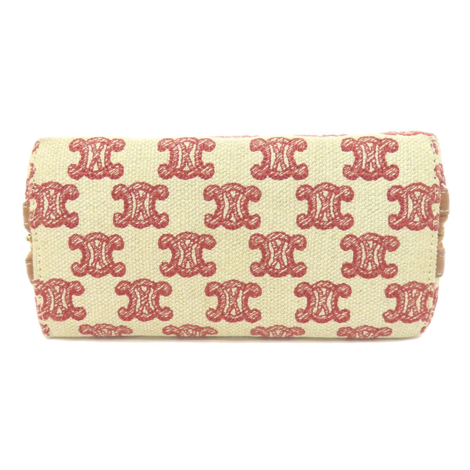 Céline Triomphe, Beige, Canvas, shoulder