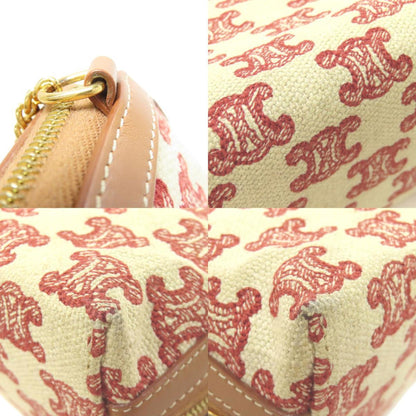 Céline Triomphe, Beige, Canvas, shoulder