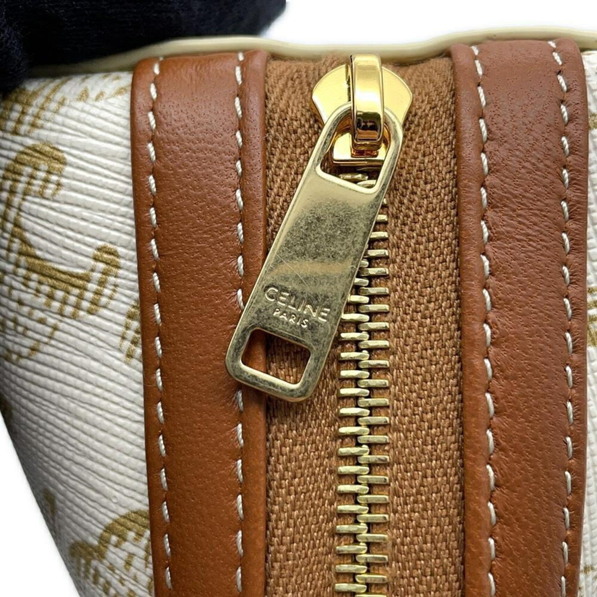 Céline Triomphe, Brown, Canvas, clutch