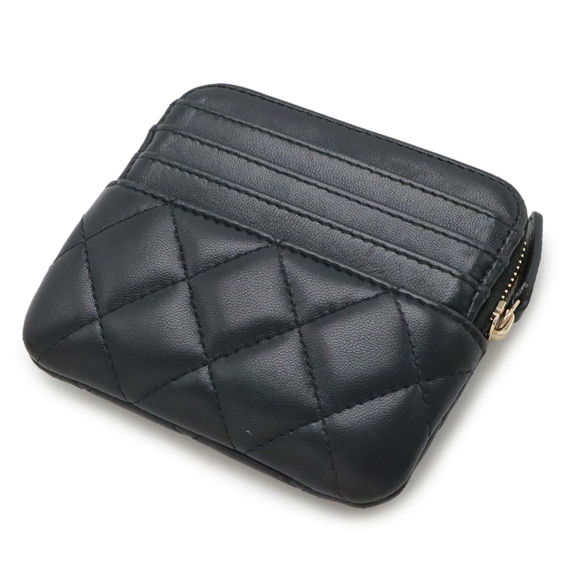 Chanel Coco Mark, Black, Leather, wallet