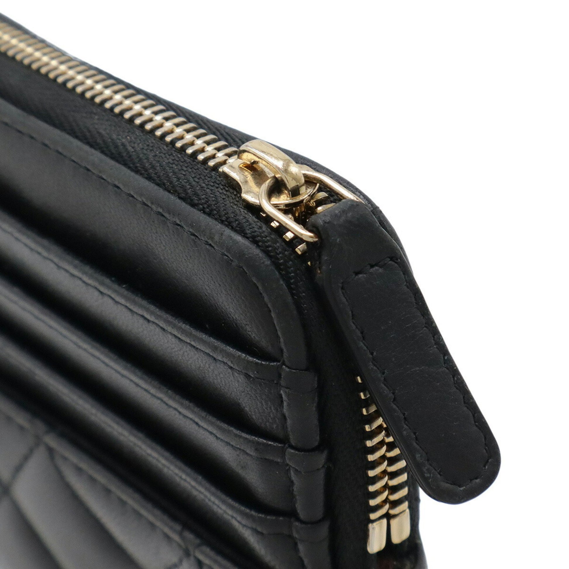 Chanel Coco Mark, Black, Leather, wallet