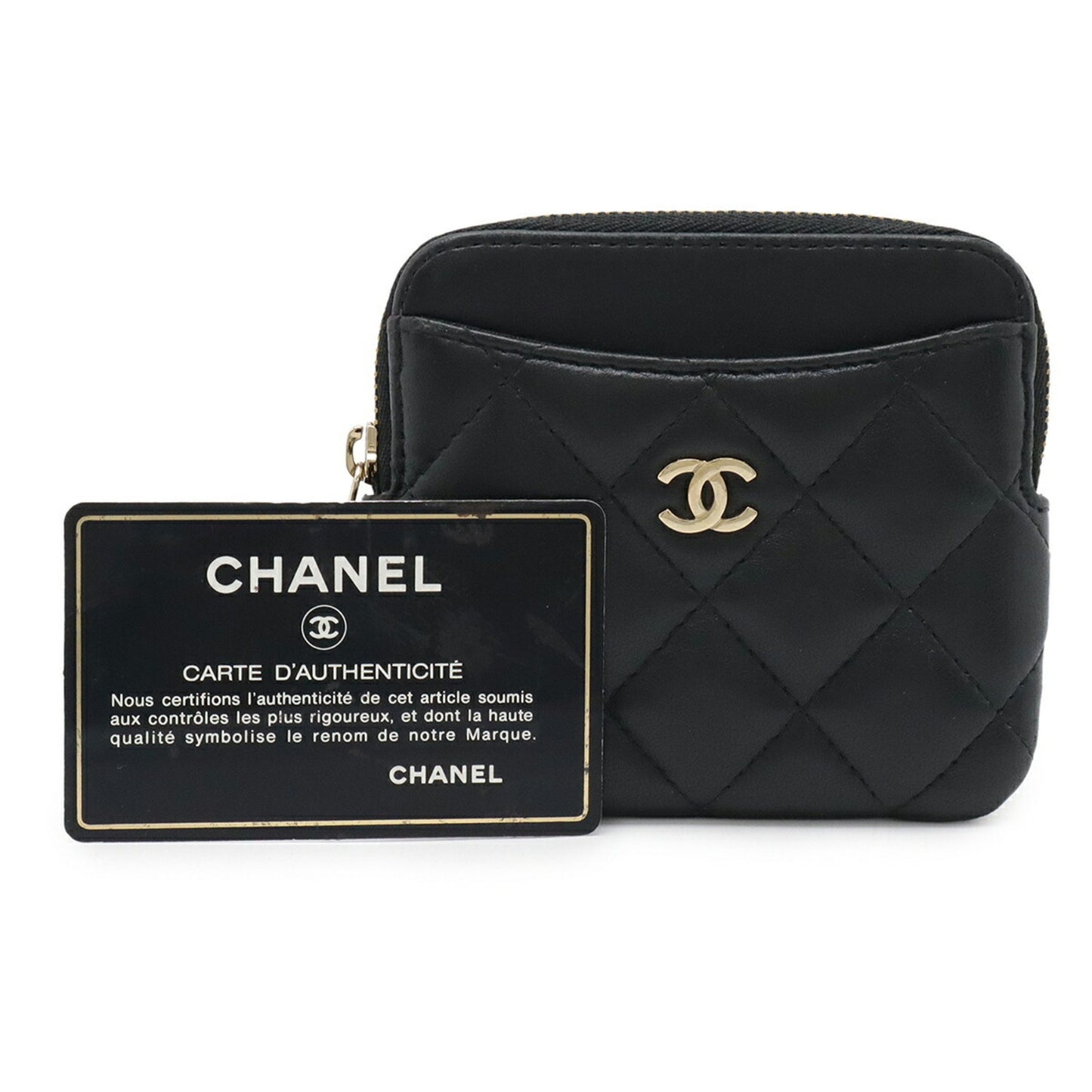 Chanel Coco Mark, Black, Leather, wallet