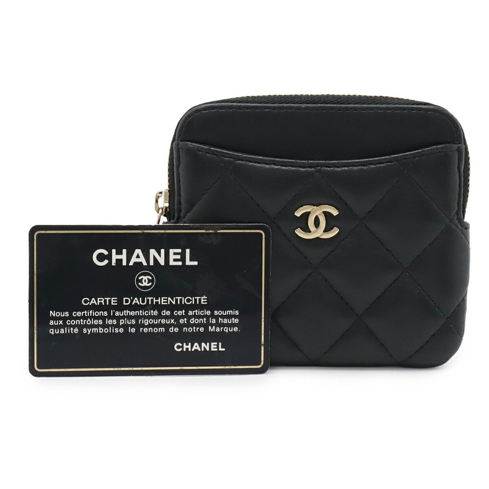 Chanel Coco Mark, Black, Leather, wallet