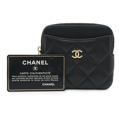 Chanel Coco Mark, Black, Leather, wallet
