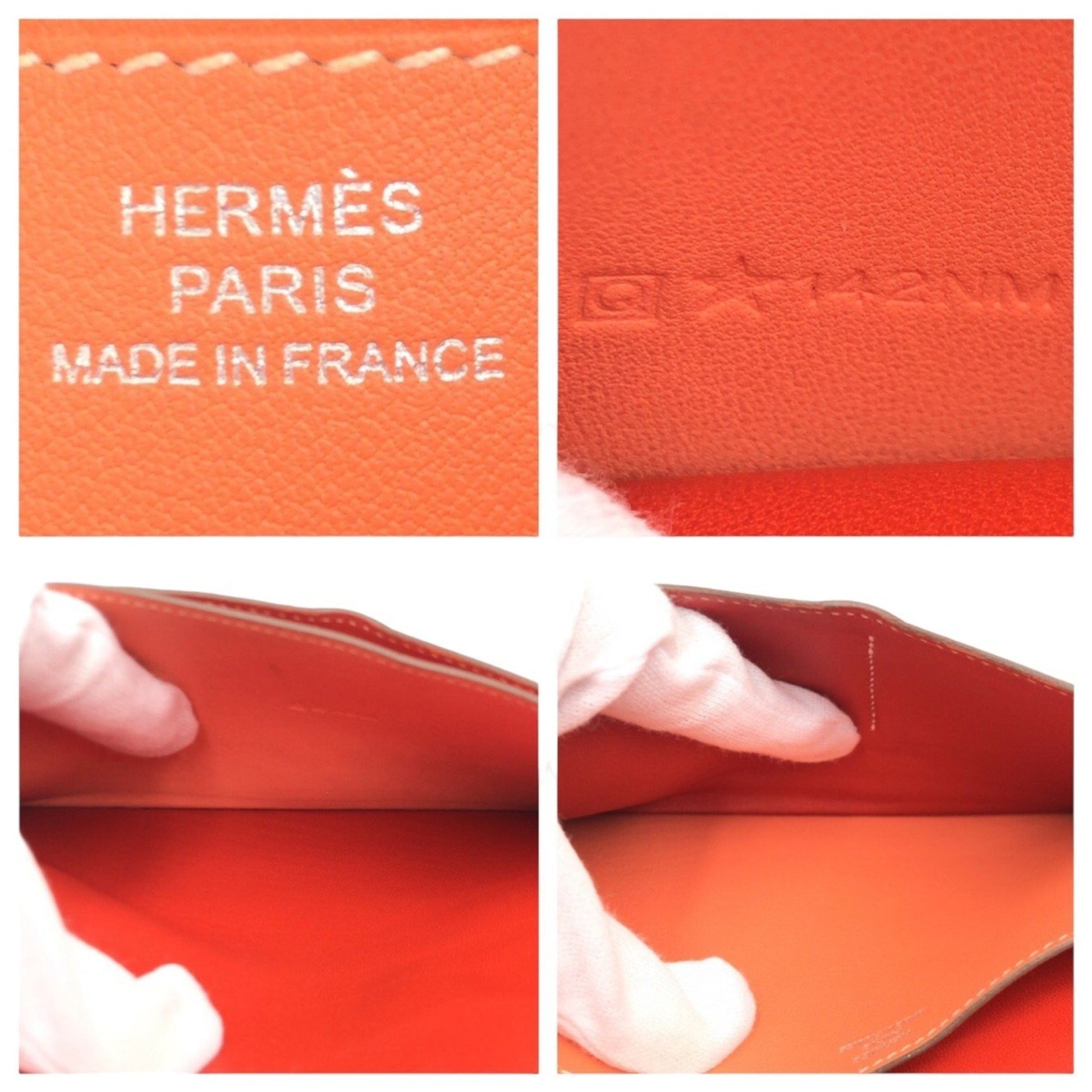 Hermès Dogon, Red, Leather, wallet