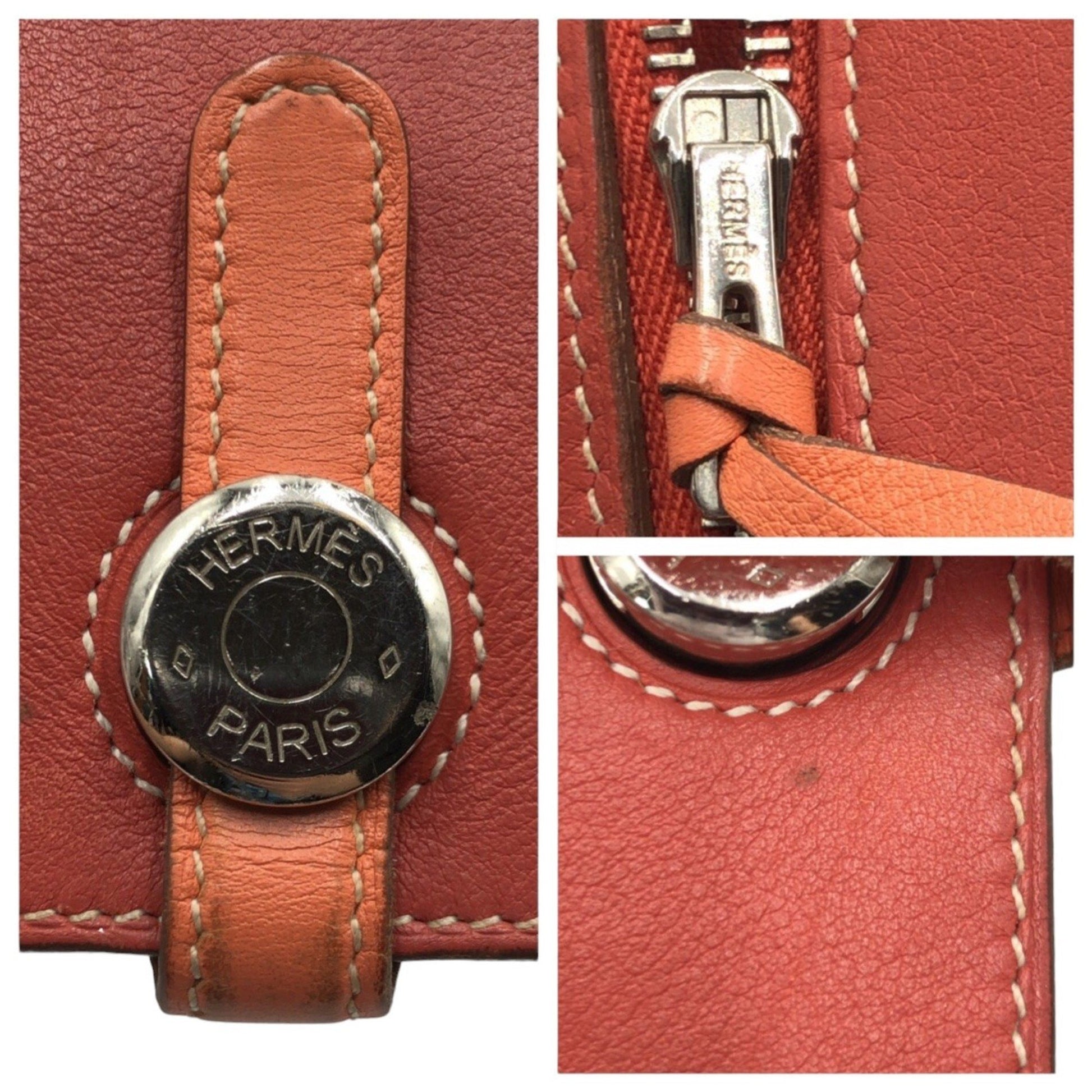 Hermès Dogon, Red, Leather, wallet