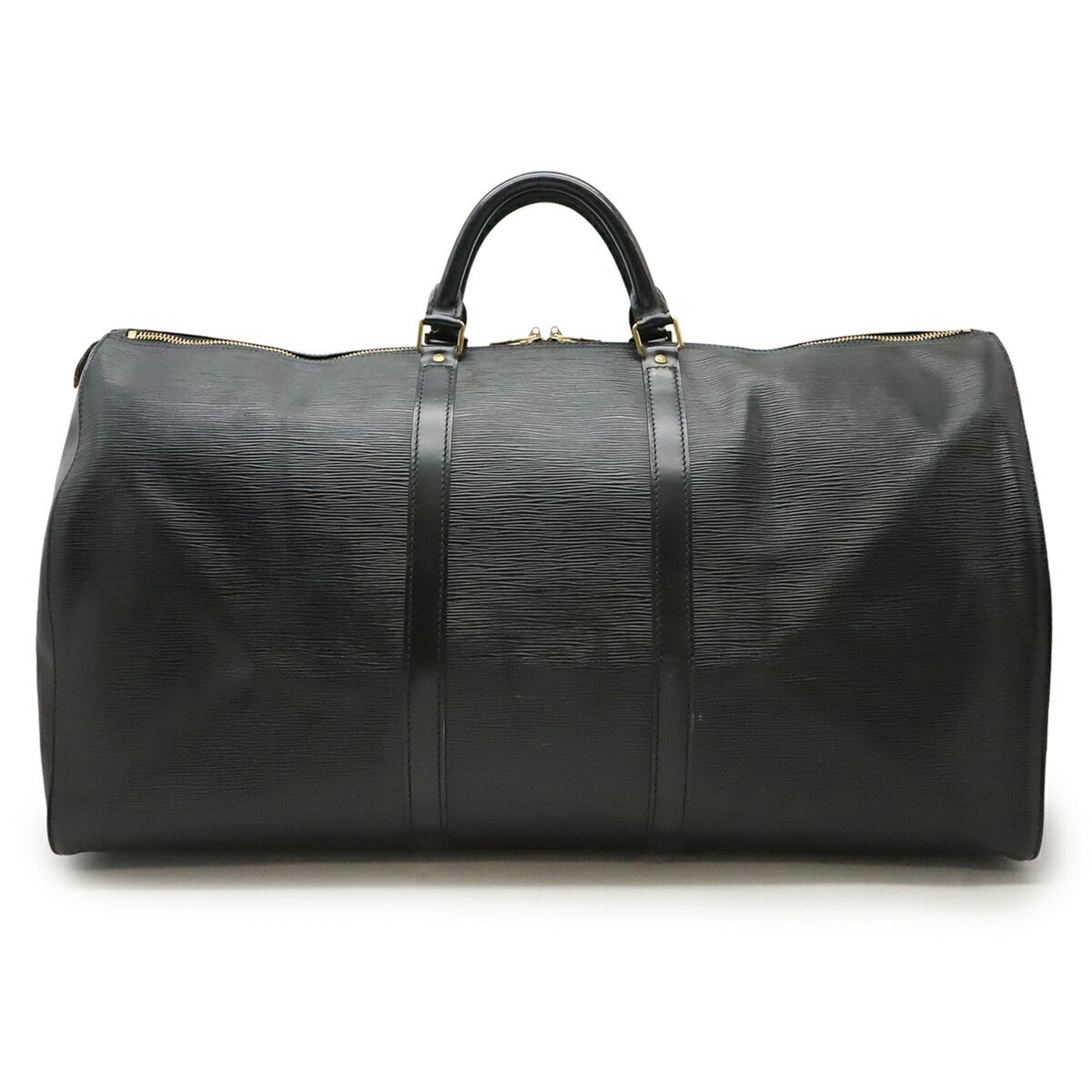 Louis Vuitton Keepall 60, Black, Leather, travel