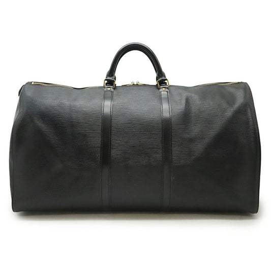 Louis Vuitton Keepall 60, Black, Leather, travel