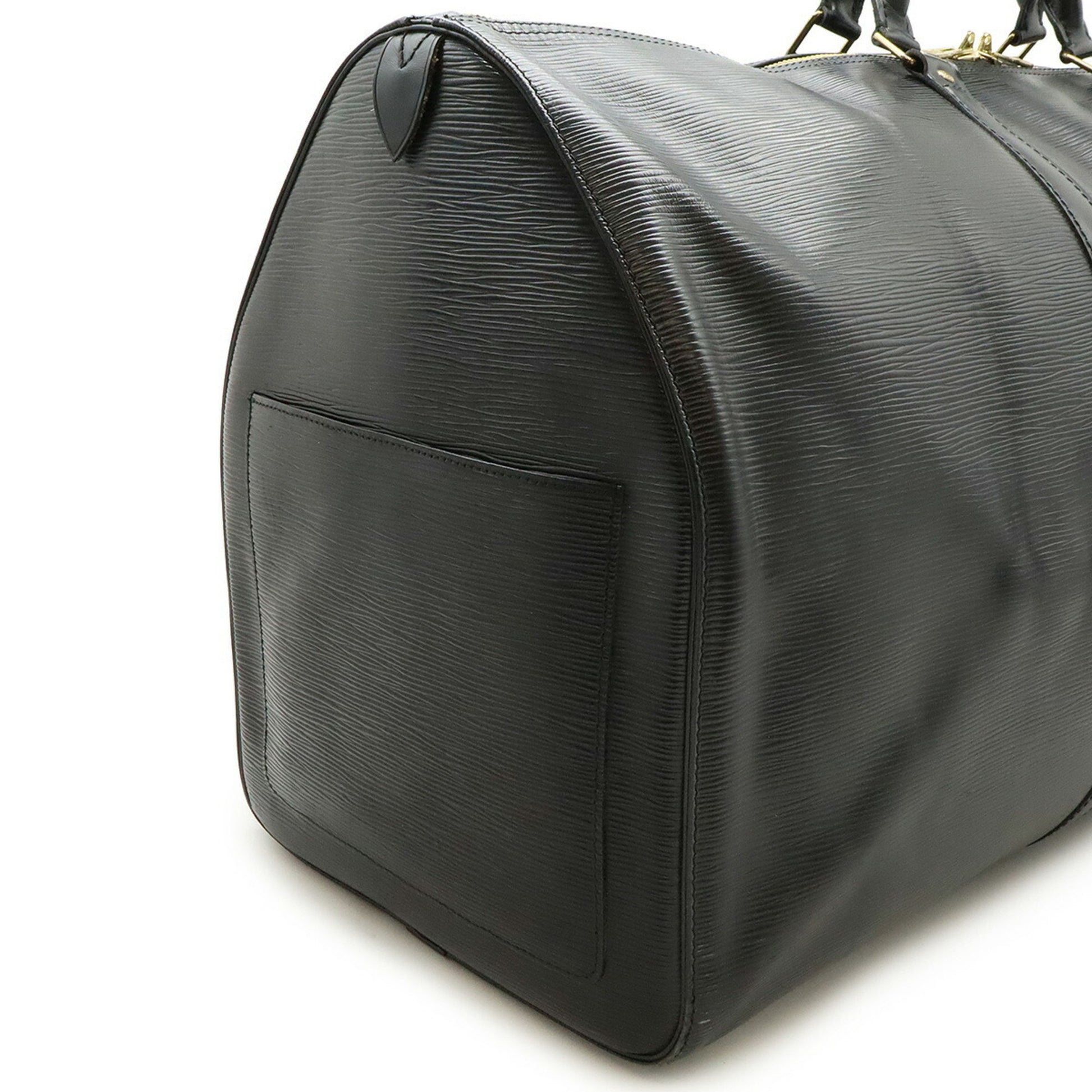 Louis Vuitton Keepall 60, Black, Leather, travel
