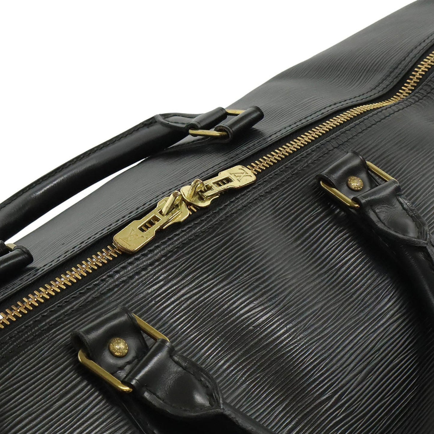 Louis Vuitton Keepall 60, Black, Leather, travel