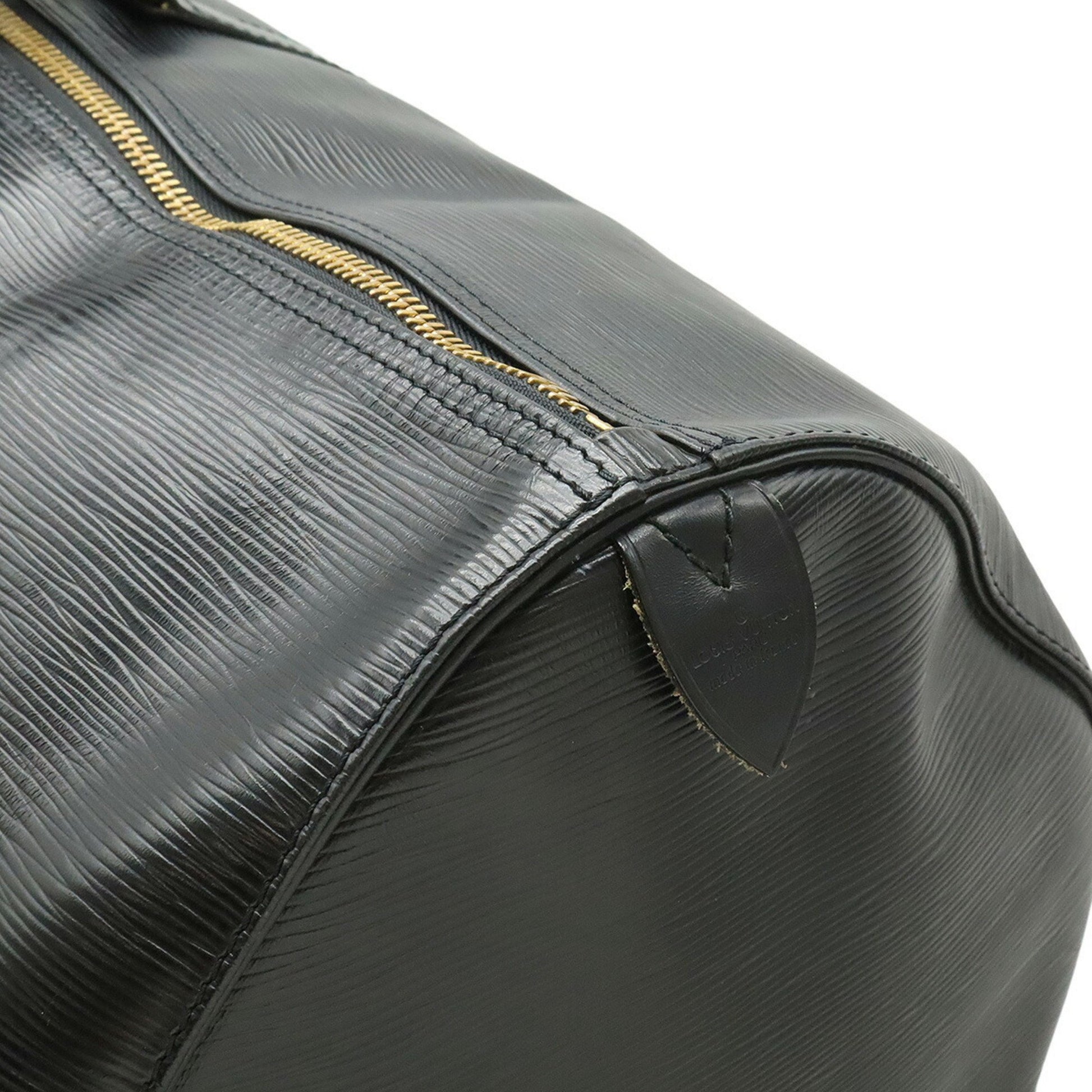 Louis Vuitton Keepall 60, Black, Leather, travel