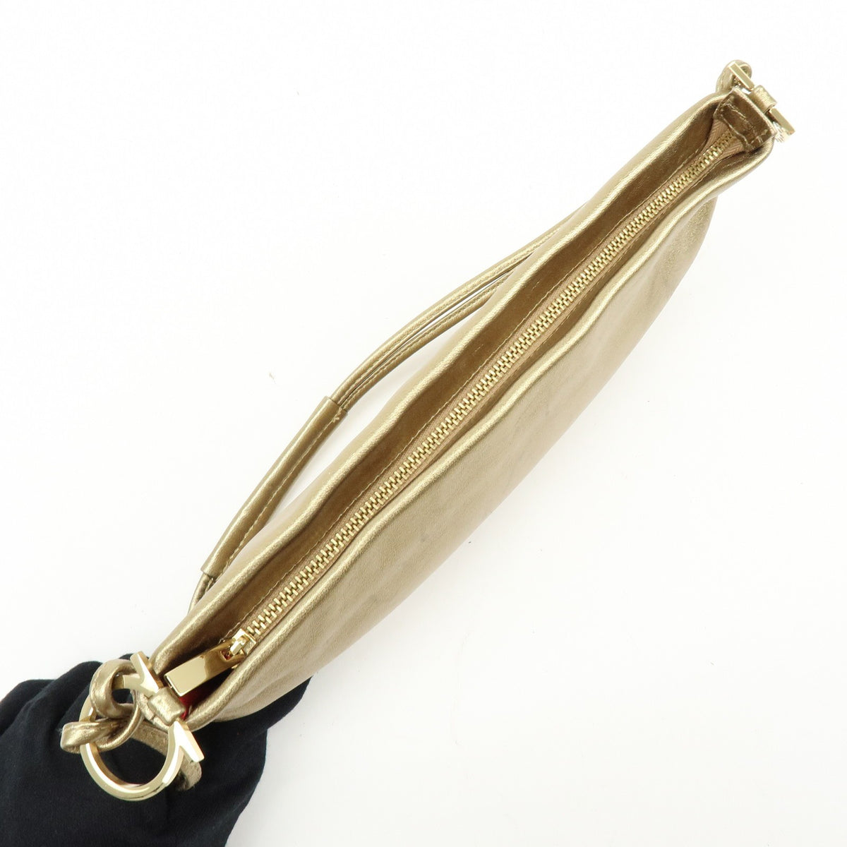 Salvatore Ferragamo Gancini Leather, Gold, Leather, Crossbody Bag