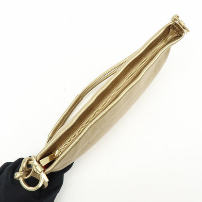 Salvatore Ferragamo Gancini Leather, Gold, Leather, Crossbody Bag