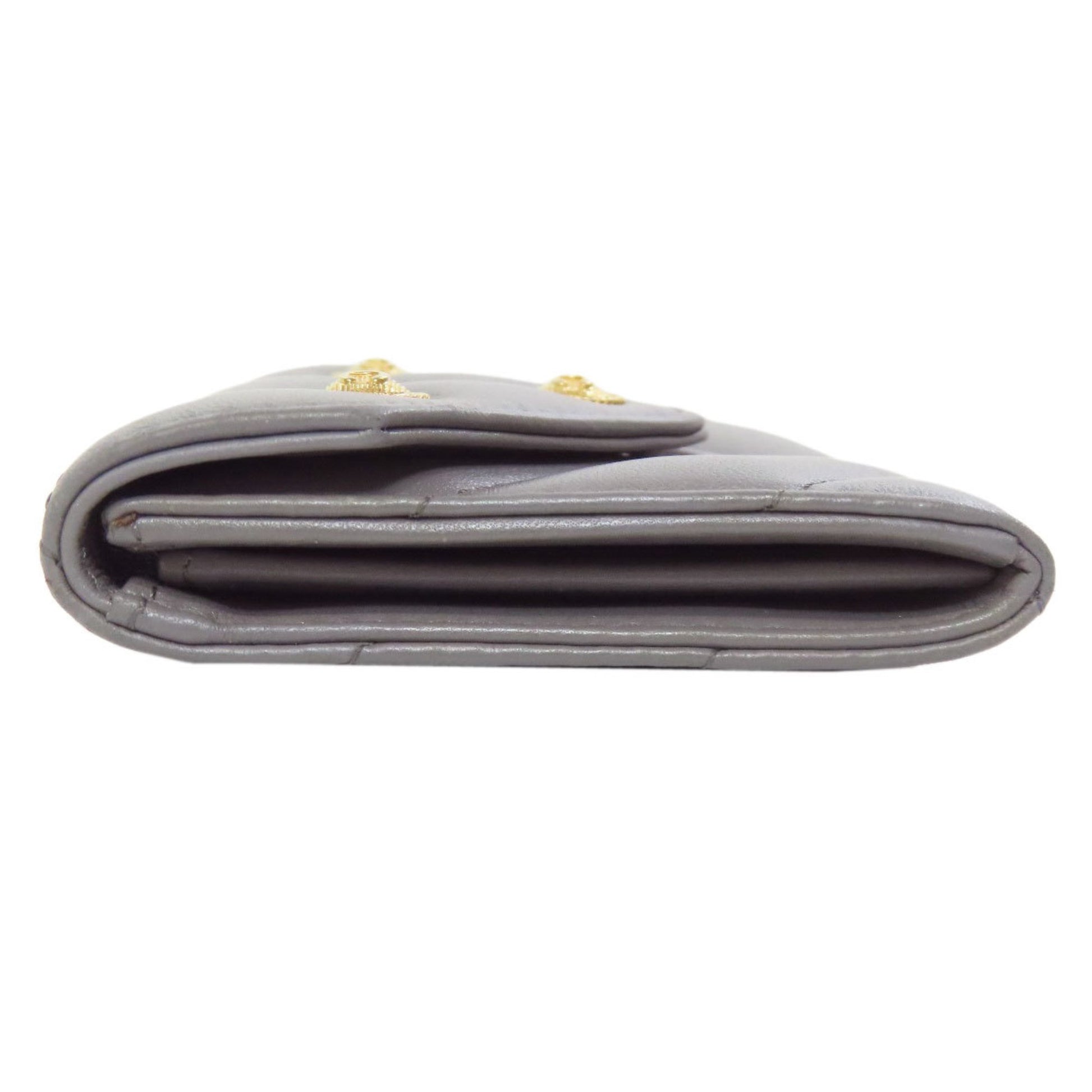 Chanel V-Stich, Grey, Leather, wallet