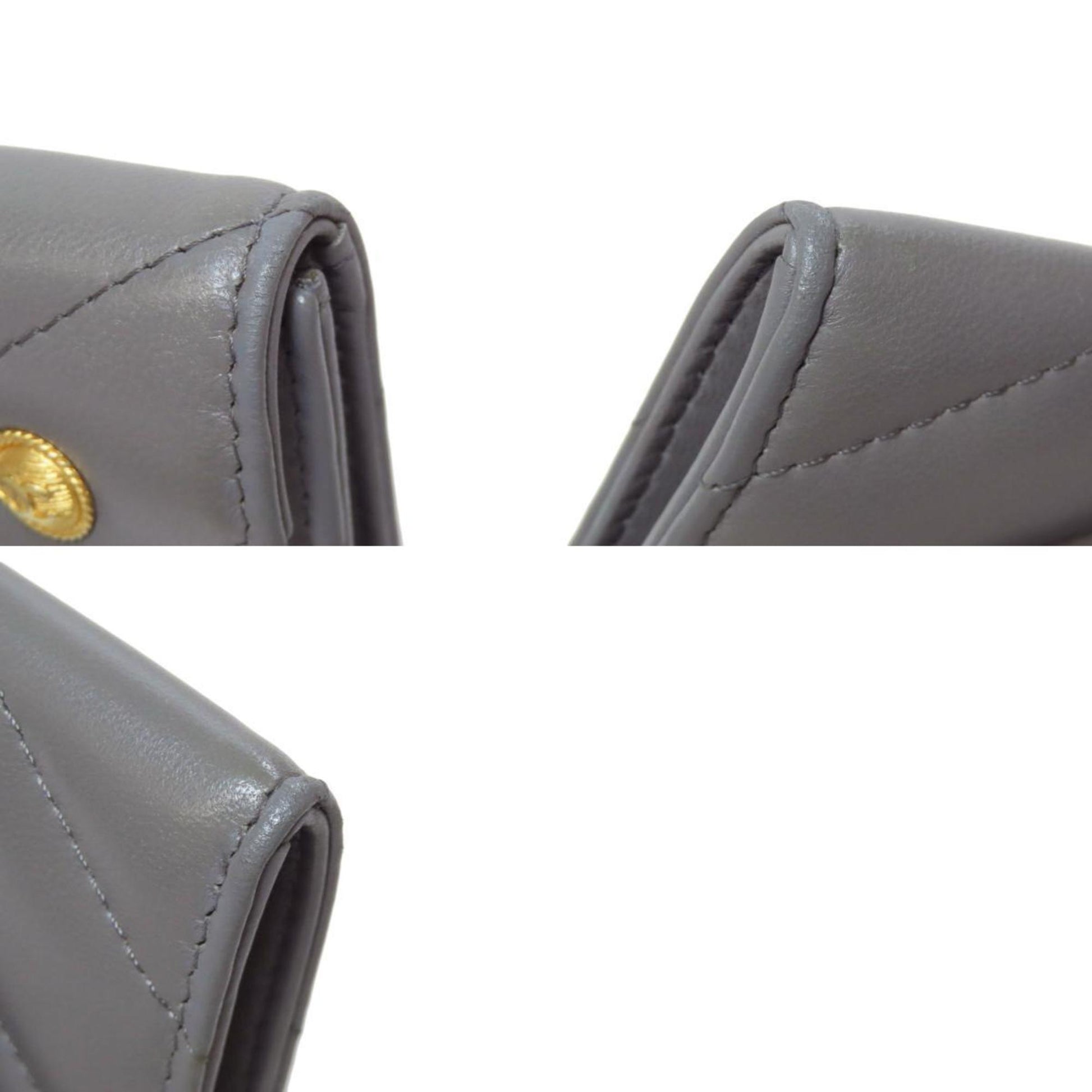 Chanel V-Stich, Grey, Leather, wallet