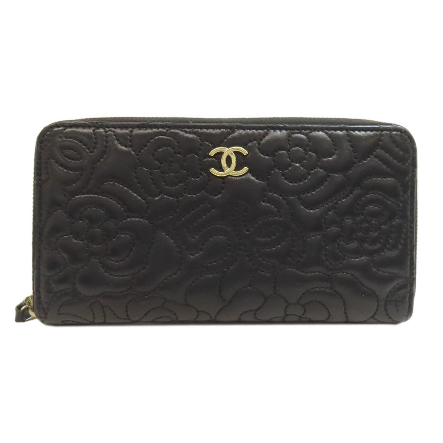 Chanel Camellia, Black, Leather, wallet