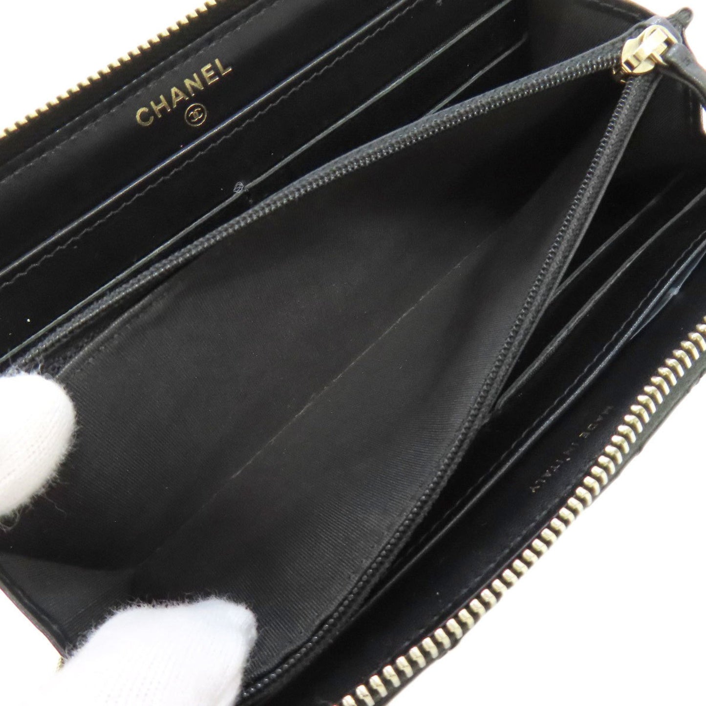 Chanel Camellia, Black, Leather, wallet
