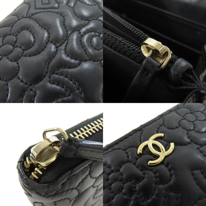 Chanel Camellia, Black, Leather, wallet