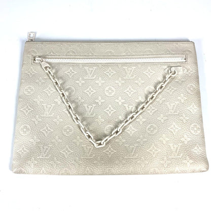 Louis Vuitton Pochette A4, White, Leather, clutch