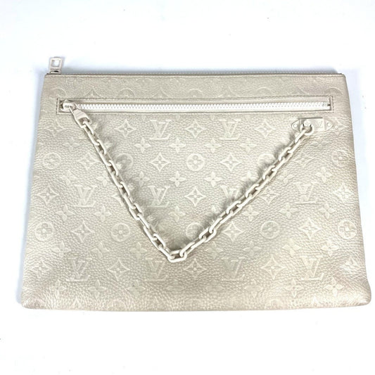 Louis Vuitton Pochette A4, White, Leather, clutch