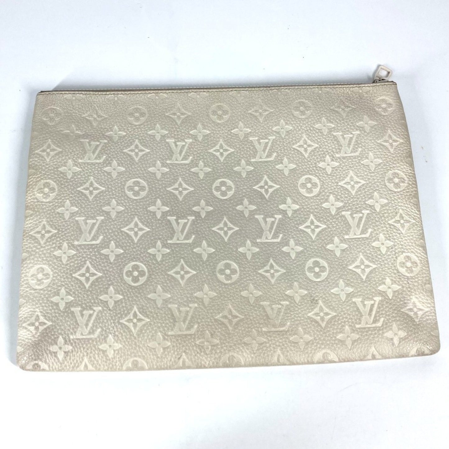 Louis Vuitton Pochette A4, White, Leather, clutch