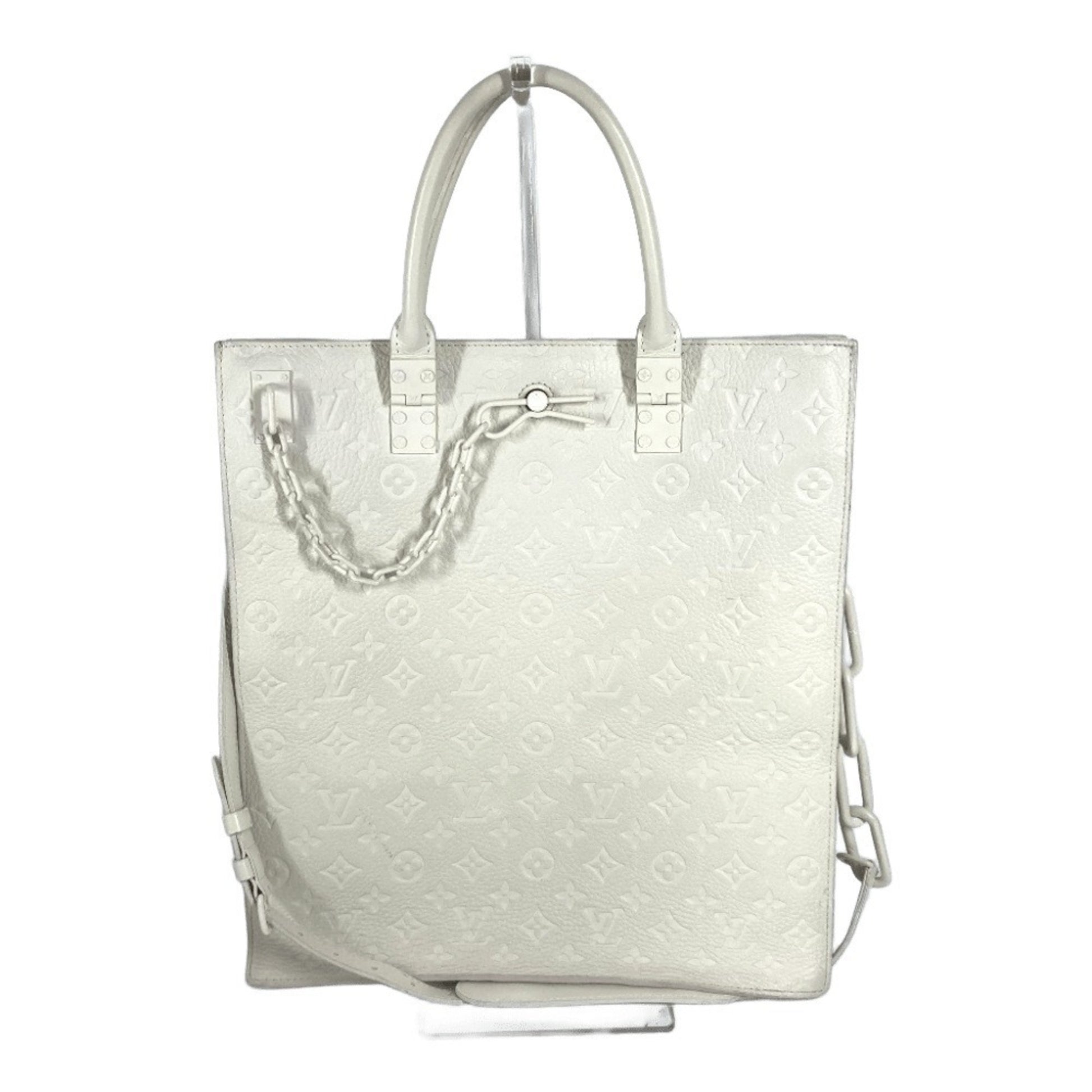 Louis Vuitton Plat, White, Leather, tote