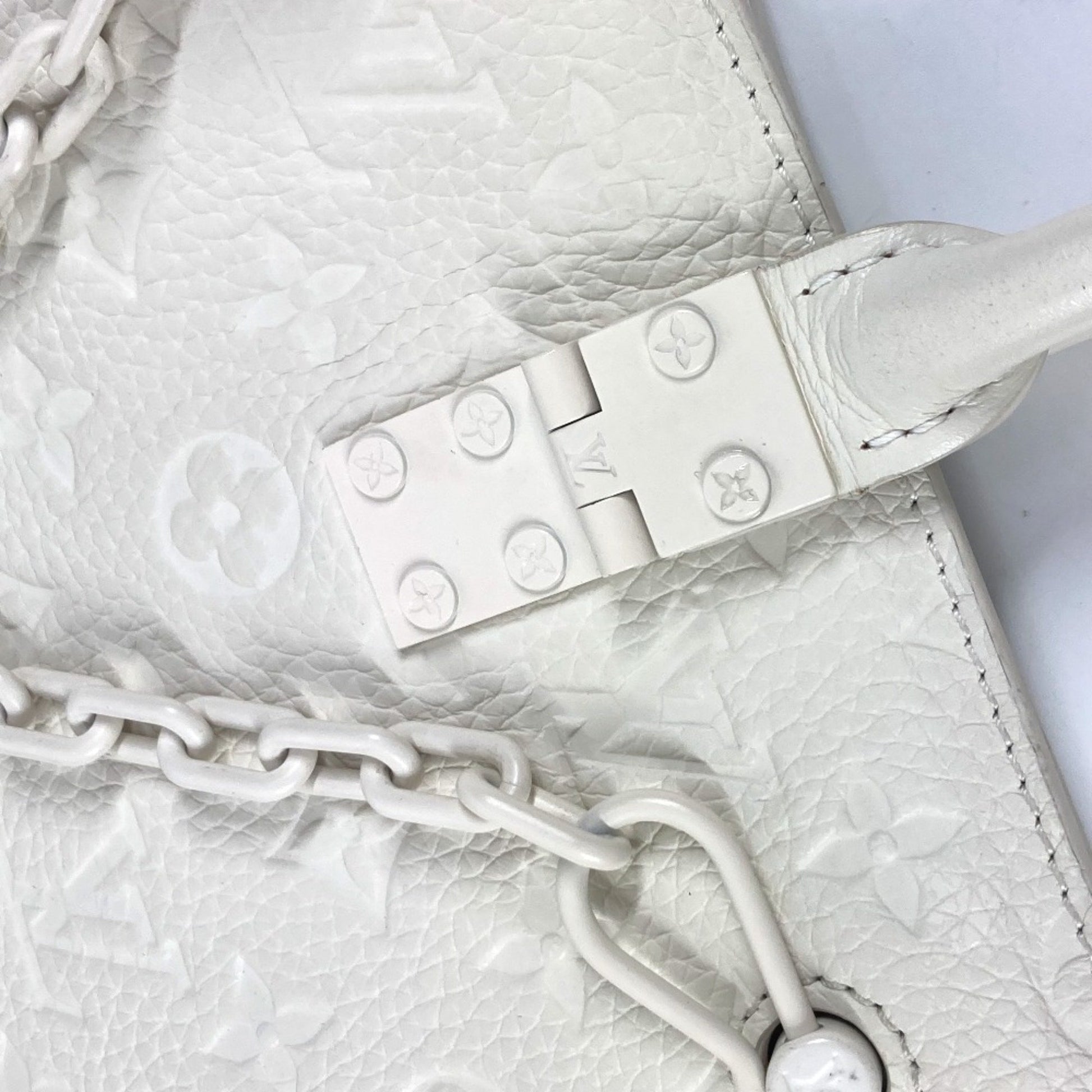 Louis Vuitton Plat, White, Leather, tote