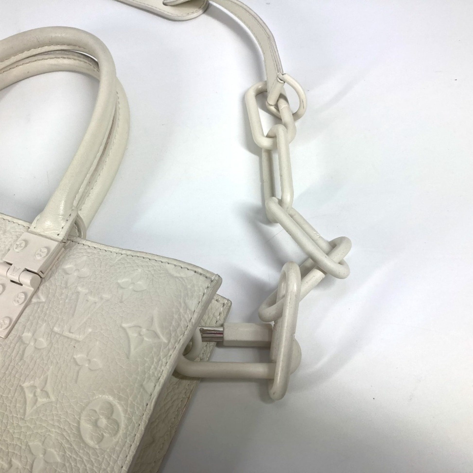 Louis Vuitton Plat, White, Leather, tote