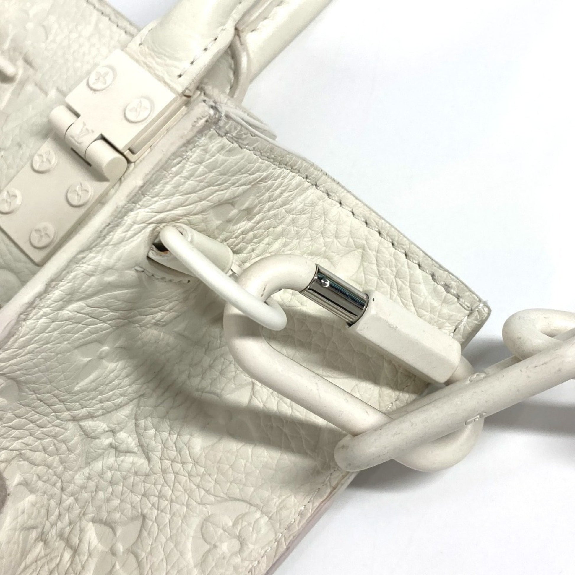 Louis Vuitton Plat, White, Leather, tote