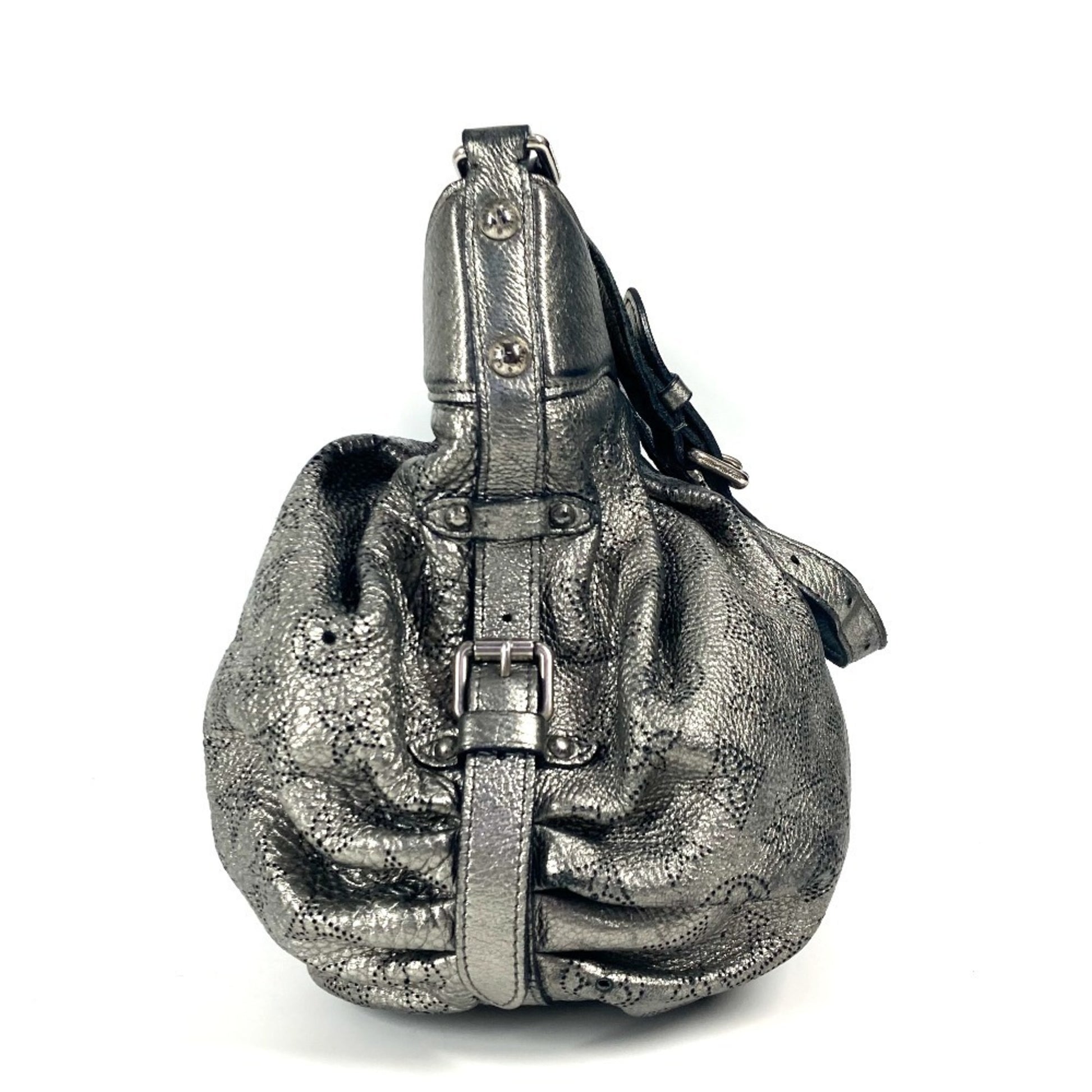 Louis Vuitton Mahina, Silver, Leather, shoulder