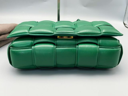 Bottega Veneta Cassette Crossbody Bag Padded Maxi Intrecciato Leather, GREEN, LEATHER, Crossbody bag