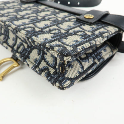 Christian Dior Saddle Belt Oblique Canvas, Navy, Canvas, Handbag