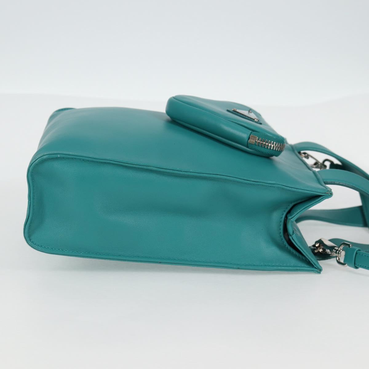 Prada Triangle Logo, Blue, Leather, handbag