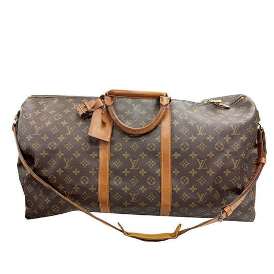 Louis Vuitton Keepall Bandoulière 60, Brown, Canvas, travel