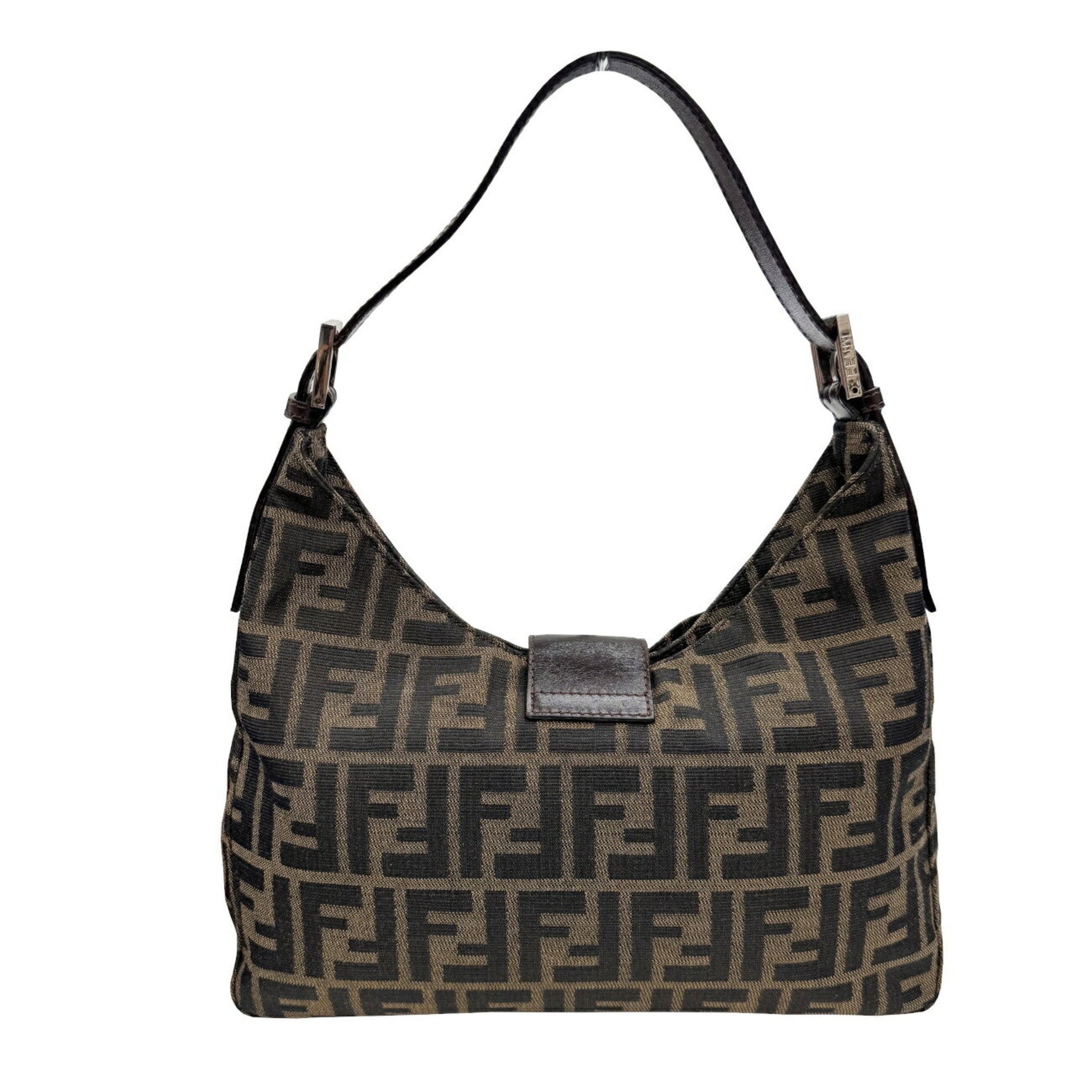 Fendi Baguette, Brown, Canvas, shoulder